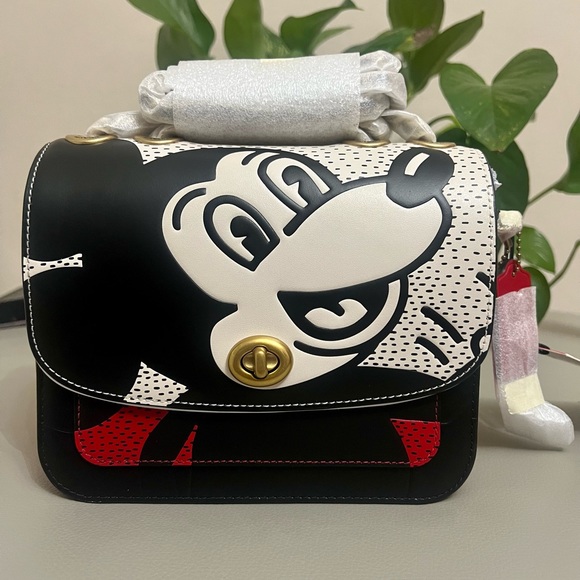 NWT COACH Disney Mickey Mouse X Keith Haring Madison Shoulder Bag 19 $495 - Picture 7 of 16